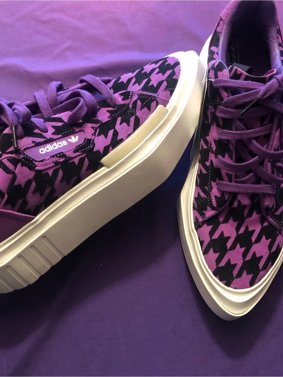 adidas Shoes - Adidas Hypersleek Platform Sneakers Purple and black houndstooth NWT W 10
